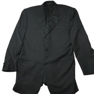 Canali Blazer Mens 44L Black Three Button Super 120s Wool Suit Jacket Sport Coat